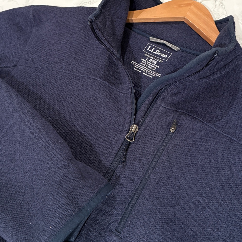 L.L. Bean Men’s Sweater Fleece Full-Zip Jacket – Dark Navy Blue – Large Regular
